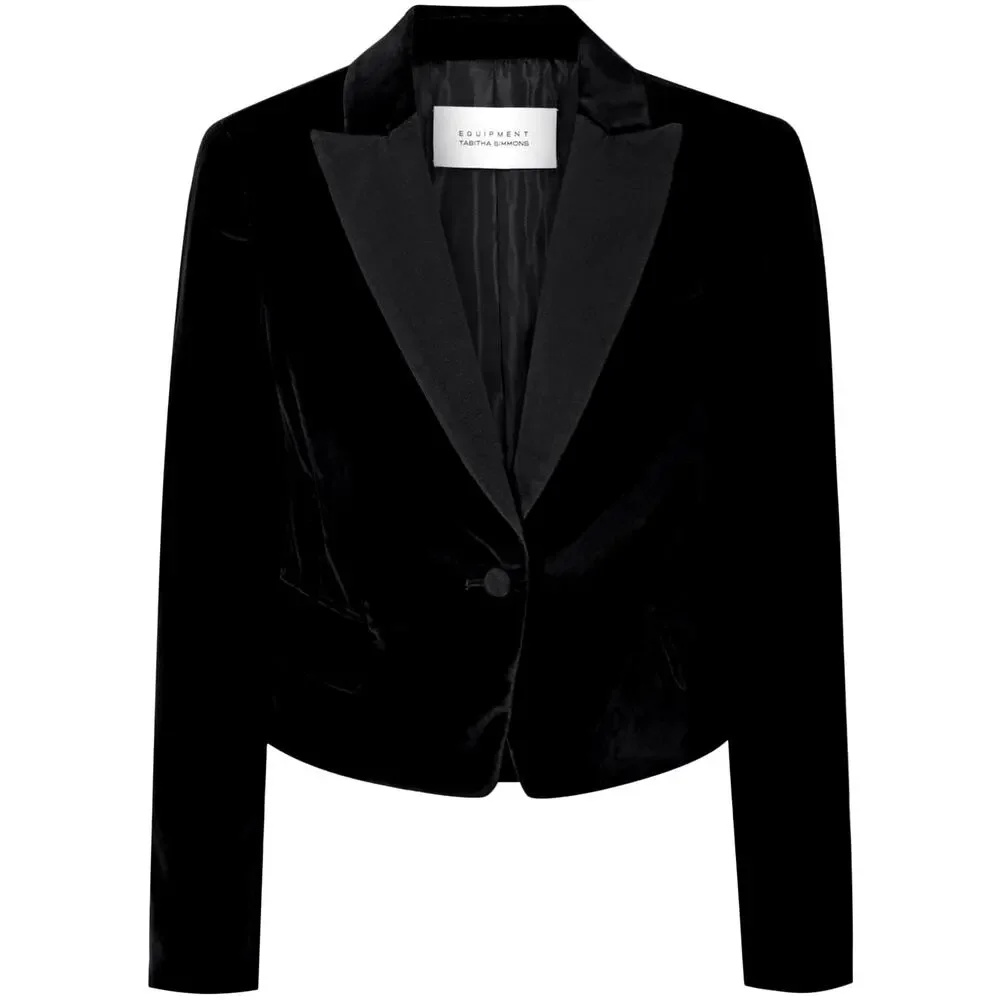 EQUIPMENT X TABITHA SIMMONS Bourlet Faille-Trimmed Cotton-Velvety Blazer Size 2 - Picture 4 of 11